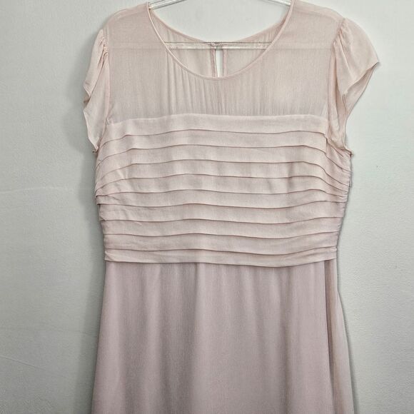Boden Pink Sheer Elegant Pleated Midi Cap Sleeve Dress Size 6L - Picture 2 of 11